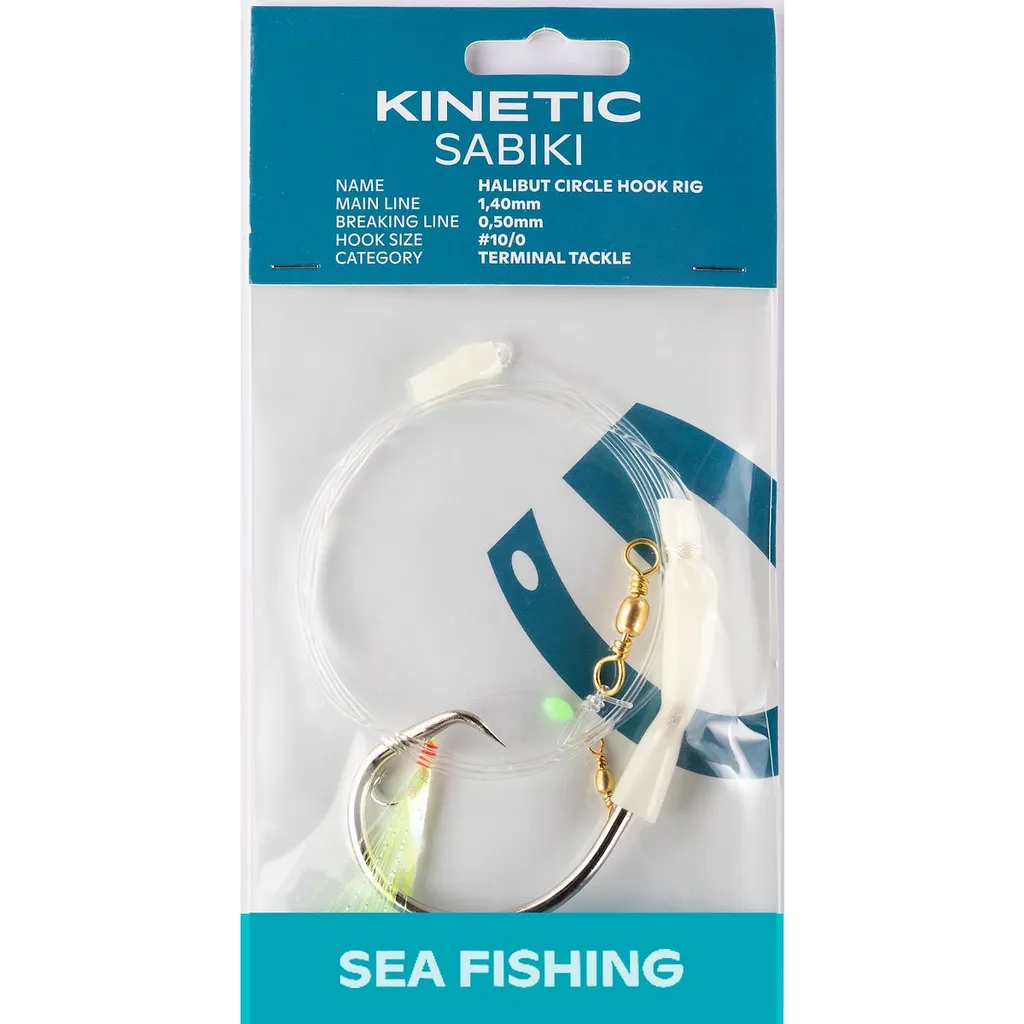 Kinetic Sabiki Halibut Circle Hook Fertigmontage #10/0 125cm Glow