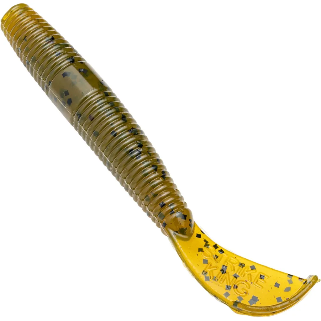 Strike King Rage Ned Cut-R Worm Gummiwürmer Green Pumpkin 7.5cm