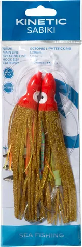 Kinetic Sabiki Octopus Lightstick Ready-Made Rig 130cm #6/0 Gold Orange