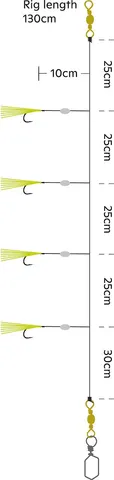 Kinetic Sabiki Shaker Ready-Made Rigs 128 130cm #6 Chartreuse Flashhair