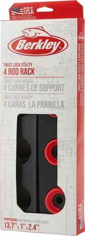 Berkley Twist Lock Utility 4 Rod Rack 4compartments 34cm Polypropylene Wall-mounted