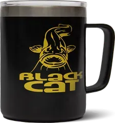 Black Cat Stainless Steel Thermal Mug 0.38l Clear Lid with Slide Opening