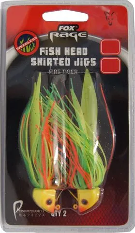 Fox Rage Fish Head Skirted Jigs Firetiger