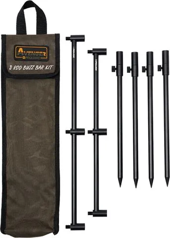 Prologic Avenger Buzz Bar Kit And Carrycase Rutenauflagen 3 Rods 36–42cm Aluminium