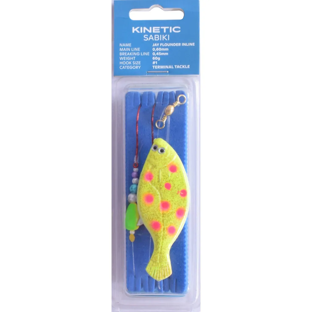Kinetic Sabiki Jay Flounder Inline Vorfachmontage 120g 110cm #1 Yellow/Orange Dots