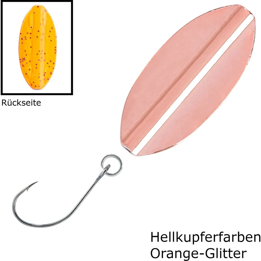 Balzer Metallica Inliner Spoon 3,5cm 3.5g Hellkupferfarben-Orange-Glitter
