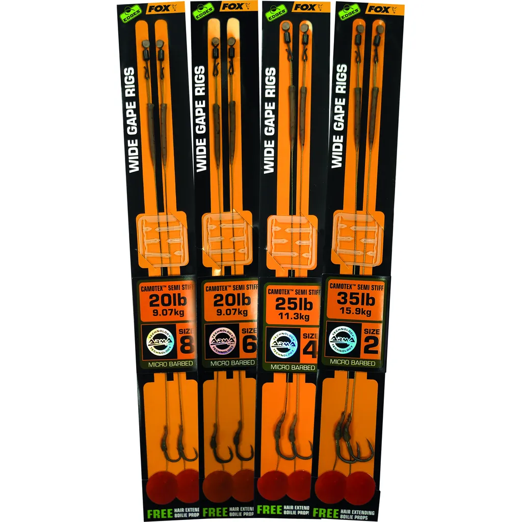 Fox Edges Wide Gape Camotex Semi Stiff Fertigrig #6 9.1kg