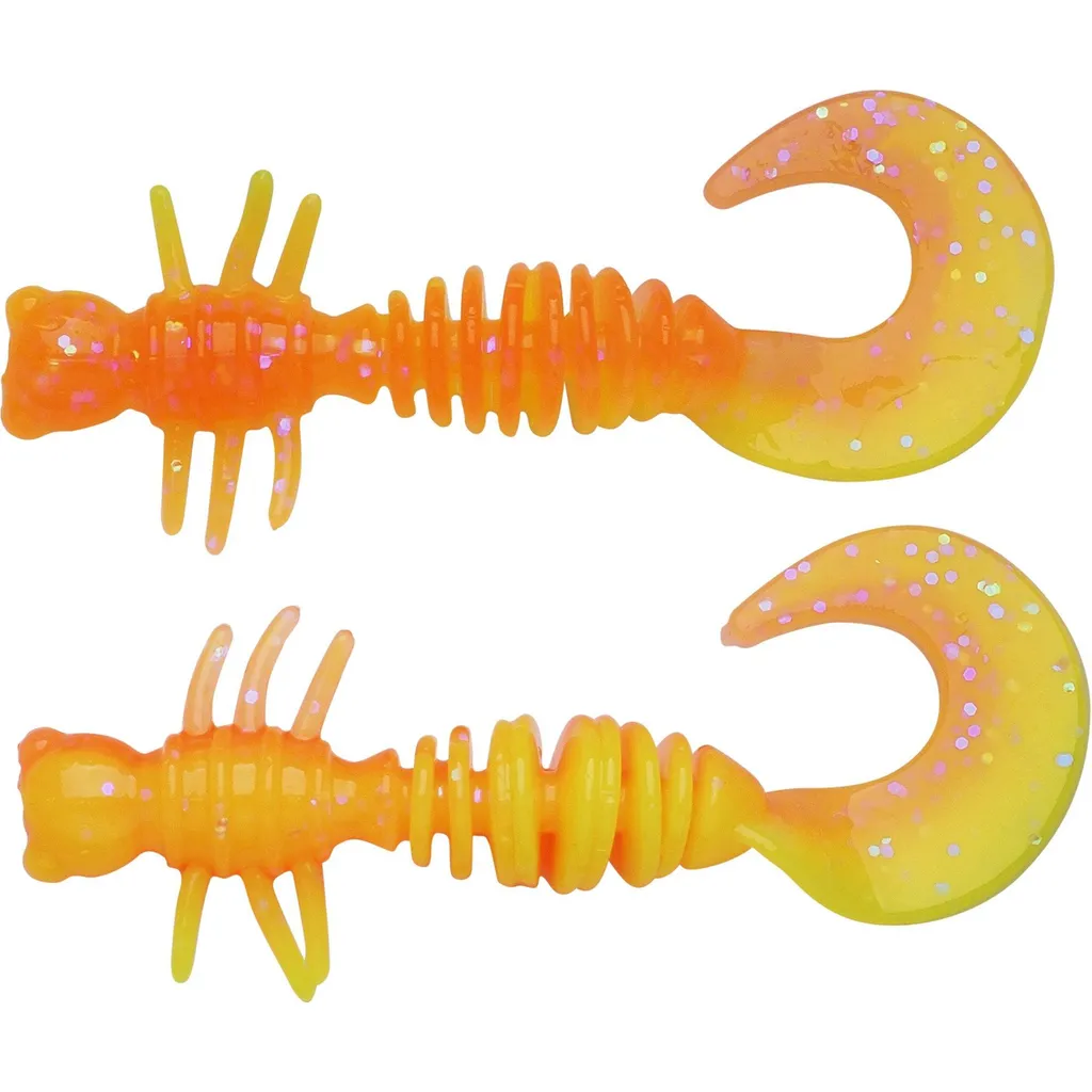 Berkley PowerBait Power Curly Gummiköder 4cm Fluorescent Orange Sunshine Yellow
