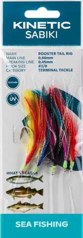 Kinetic Sabiki Rooster Tail Ready-made Rigs #2/0 130cm Black Copper Flash