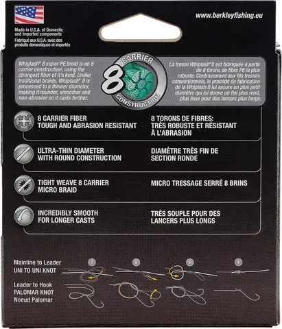 Berkley Whiplash 8 Braided Line 270m 0.28mm 47.1kg Moss Green