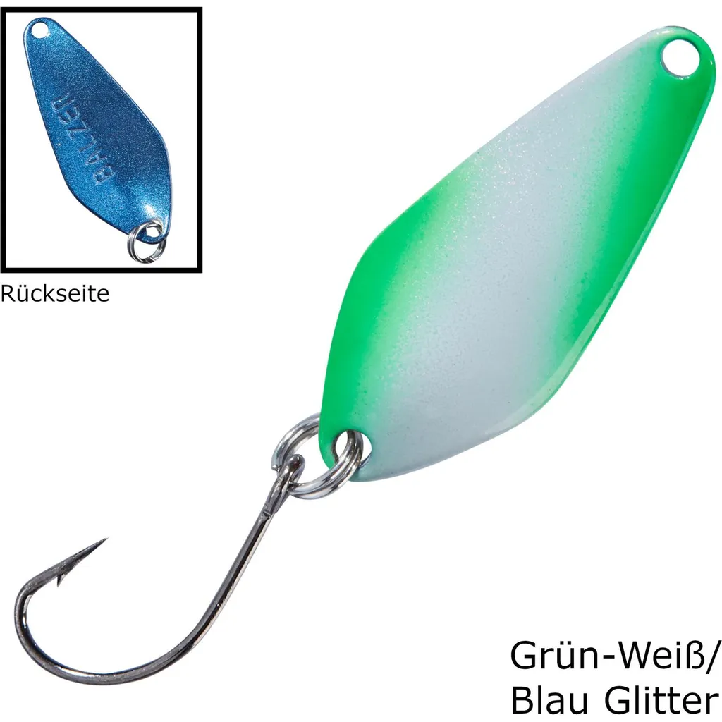 Balzer Spoon Searcher 2.1g Grün-Weiß/Blau Glitter