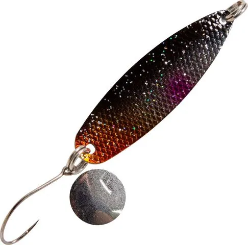 FTM Spoon Hammer Spoon 3.2g Tumbling Gray Purple Orange With Glitter / Silver