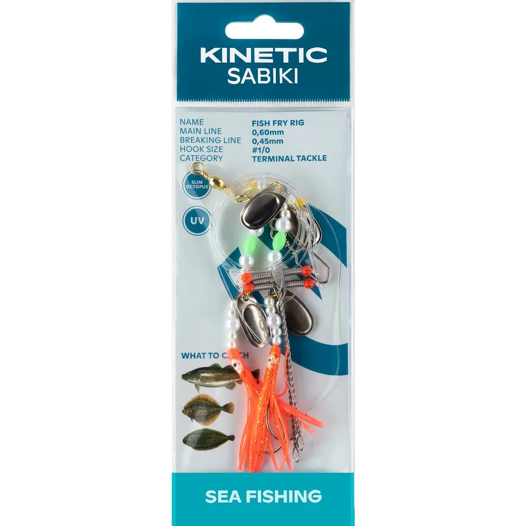 Kinetic Sabiki Fish Fry Fertigvorfach 110cm 0.6mm 0.45mm #1/0 Pearl Orange Fry