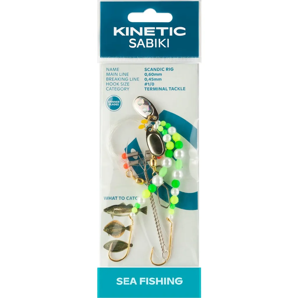 Kinetic Sabiki Scandic Fertigmontage 193 110cm 1pc #1/0 Pearl Green Yellow