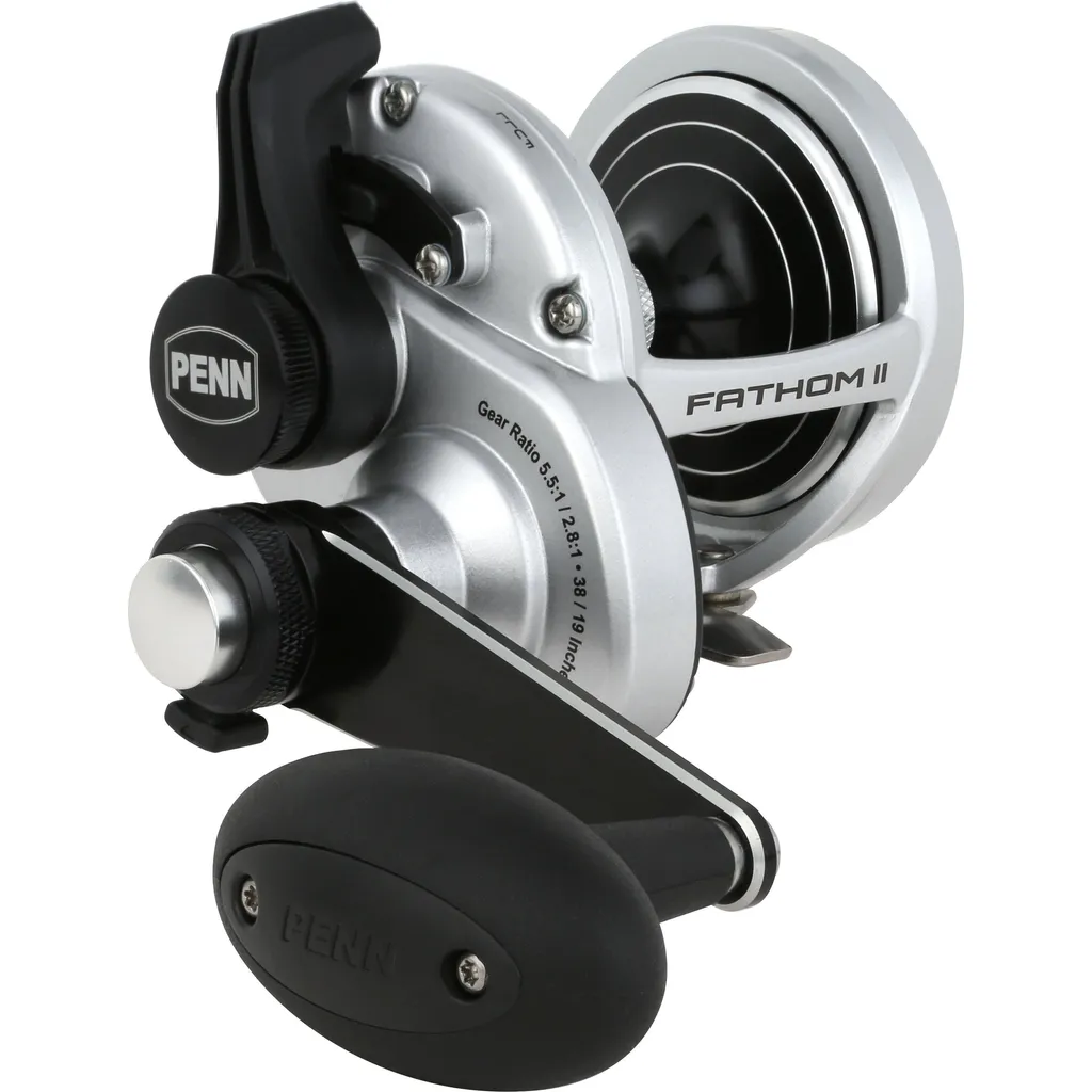 PENN FATHOM II Lever Drag 2 Speed Meeresrolle FTHII30LD2 BENT T HANDLE 5.5:1 / 2.8:1 30 Right