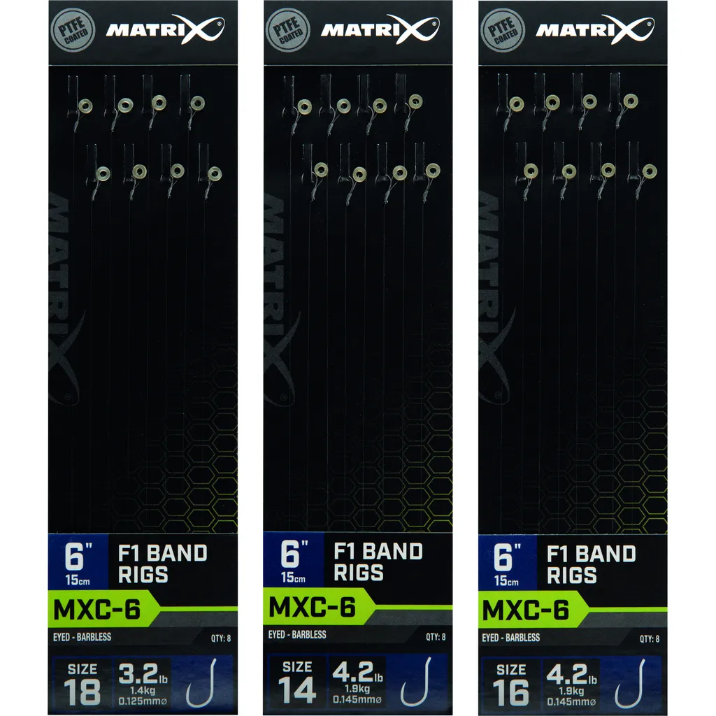 Matrix MXC-6 Barbless F1 Bands Rigs 15cm 8pcs 0.145mm #14 1.9kg