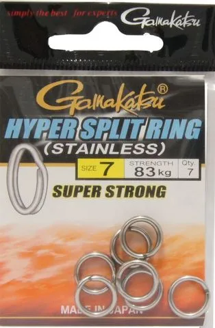 Gamakatsu Hyper Split Ring Spaltringe 8.1mm 83kg 7pieces Black Nickel
