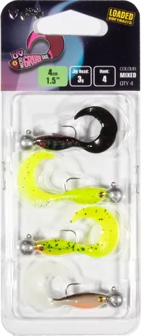 Fox Rage Micro Grub Tail Mixed UV Colour Pack Köder-Set 4cm 3g Soft Bait