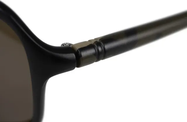 Fox AV8 Polarized Glasses Black Frame Camo Arms Brown