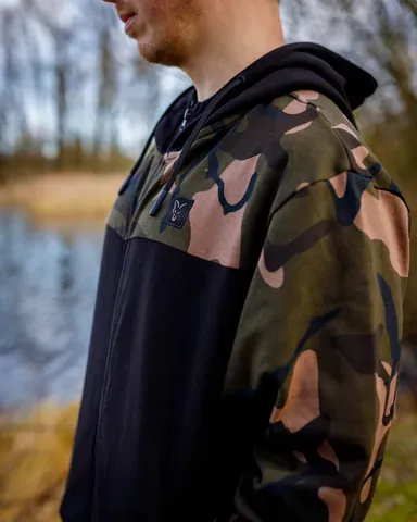 Fox LW Black Camo Split Zip Hoody S