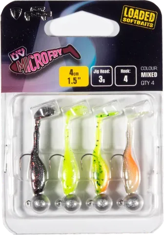 Fox Rage Micro Fry Mixed UV Colour Pack 4cm 3g 2pc Soft Bait