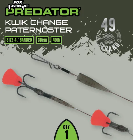 Fox Rage Kwik Change Paternoster Trace Size 8 Barbed