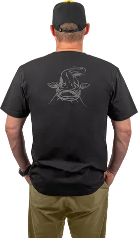 Black Cat Logo Black T-Shirt 100% Cotton XXXL