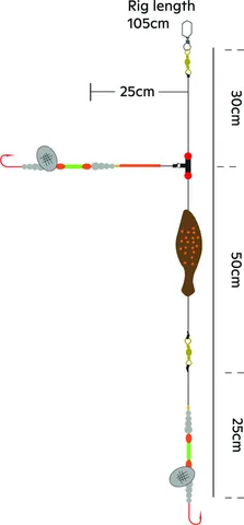 Kinetic Sabiki Flatdab Lightstick Ready-made Rig 60g 110cm #2 Copper/Orange