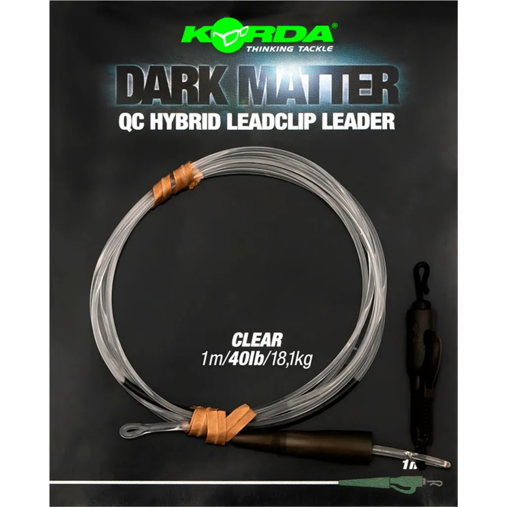 Korda Dark Matter Leader QC Hybrid Clip 100cm 18.1kg Clear