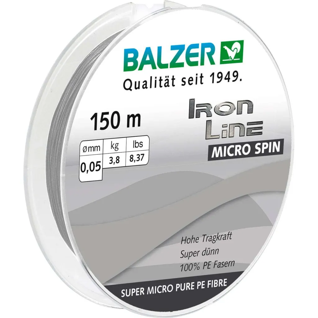 Balzer Iron Line Micro Spin Geflochtene Schnur 150m 0,05mm 3,8kg Grau