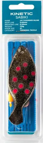 Kinetic Sabiki Jay Flounder Inline Vorfachmontage 60g 110cm #1 Black/Red Dots