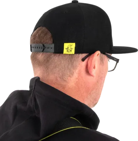 Black Cat Black Flat Peak Cap 50% Polyester / 50% Cotton