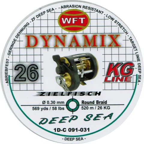 WFT Dynamix Round Deep Sea Braided Line 0.30mm 26kg 520m Green