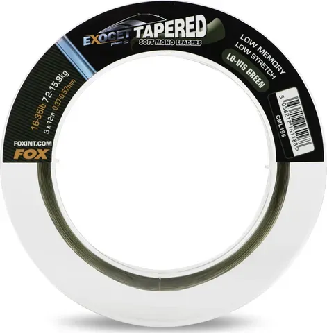 Fox Exocet Pro Tapered Leaders 0.37–0.57mm 7.26–15.88kg 12m Low Vis Green