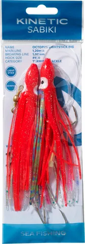 Kinetic Sabiki Octopus Lightstick Ready-Made Rig 130cm #6/0 Red Blue