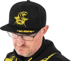 Black Cat Black Flat Peak Cap 50% Polyester / 50% Cotton