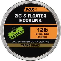 Fox Zig and Floater Hooklink 0.3mm 6.8kg 100m Trans Khaki