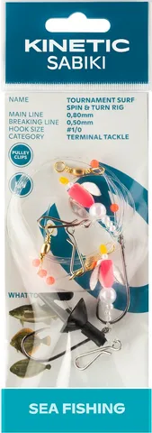 Kinetic Sabiki Tournament Surf Spin&Turn Vorfachmontagen #1/0 110cm 0.8mm Pink
