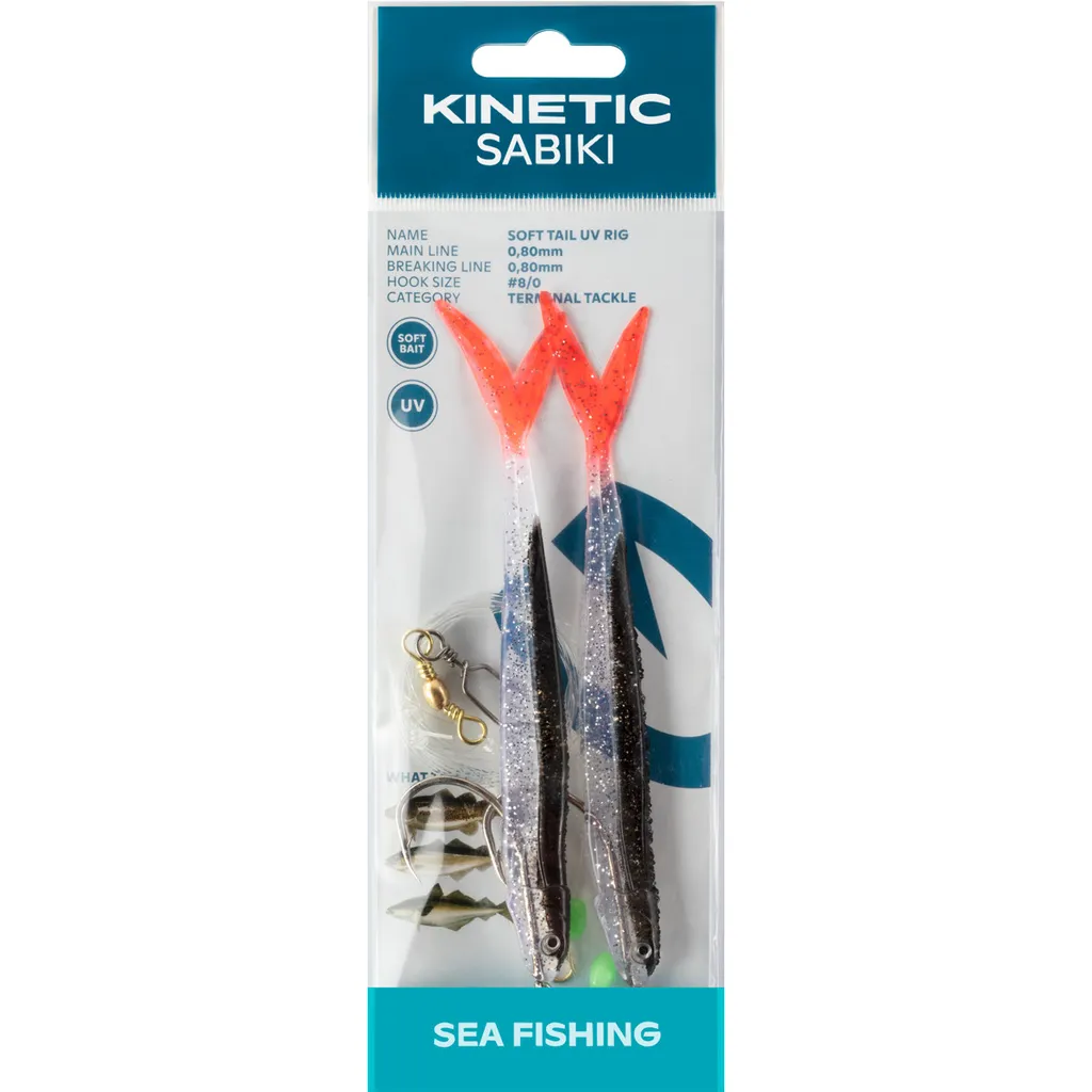 Kinetic Sabiki Soft Tail UV Fertigmontagen 121 130cm #8/0 Black Fire Tail