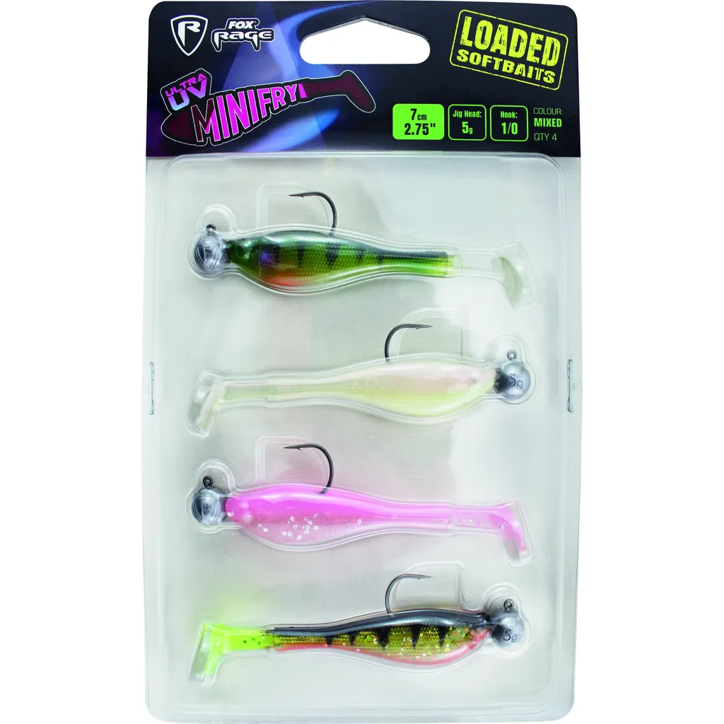 Fox Rage Mini Fry Köderset Mixed UV Mixed Colours Packs 1 7cm 5g