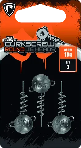 Fox Rage Corkscrew Round Jig Heads 20g 3pcs