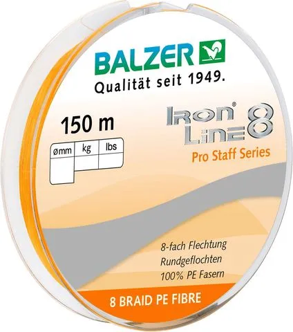 Balzer Ironline Geflochtene Schnur 0.14mm 10.7kg 150m Orange