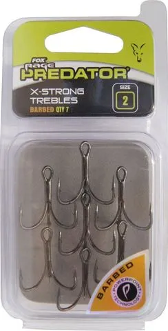 Fox Rage Predator Powerpoint X-strong Trebles Hooks Size 2 7pcs Black Nickel