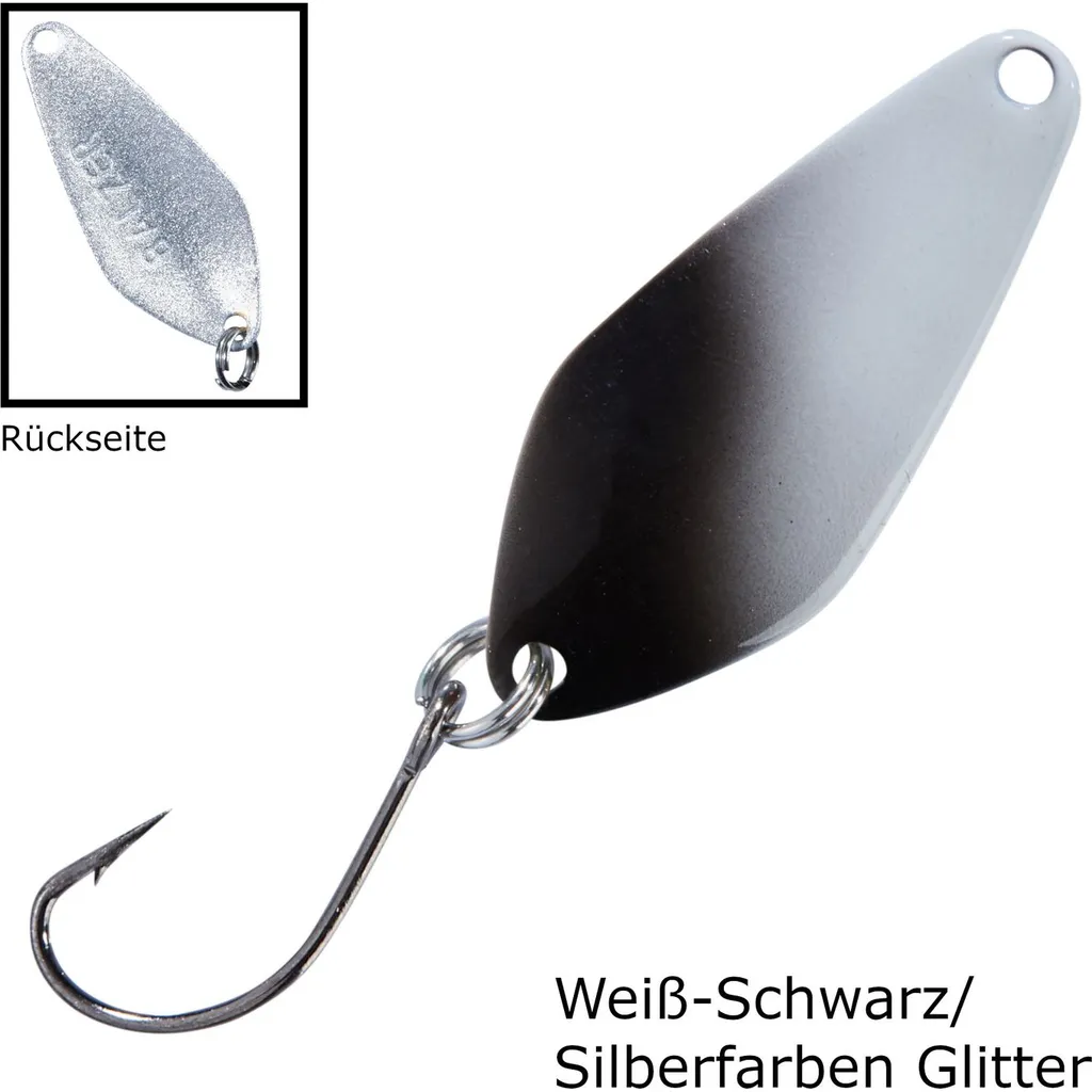 Balzer Spoon Searcher 2.1g Weiß-Schwarz/Silberfarben Glitter