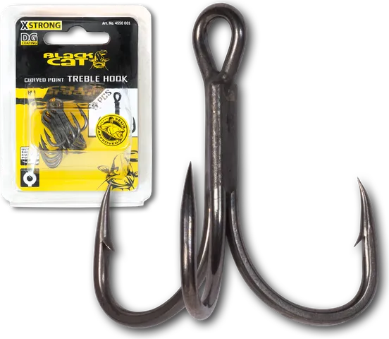 Black Cat Curved Point Treble Hook DG Haken #1/0 5pcs