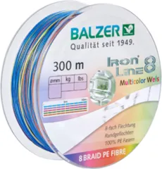 Balzer Ironline 8 Multicolor Wels Braided Line 0.4mm 40.8kg 300m