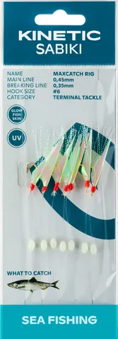 Kinetic Sabiki MaxCatch Ready-Made Rigs #6 200cm Holo Fishskin Multi