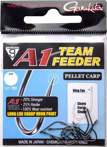 Gamakatsu A1 Team Feeder Eyed Hooks Pellet Carp Haken 10 10pcs