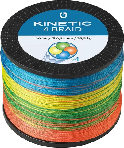 Kinetic 4-Braid Braided Lines 1200m 0.30mm 26.5kg Multi Colour