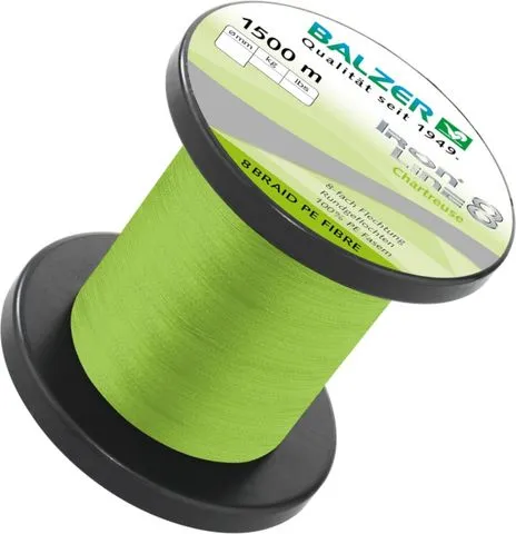 Balzer Chartreuse Iron Line Braided Line 0.3mm 34.8kg 1500m Chartreuse